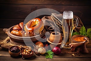 Oktoberfest Beer Festival Concept. Oktoberfest Beer Festival Background. Oktoberfest Beer Festival Theme. Generative Ai