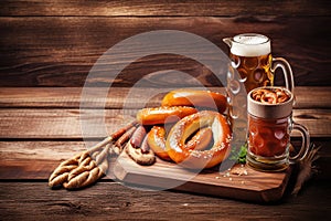 Oktoberfest Beer Festival Concept. Oktoberfest Beer Festival Background. Oktoberfest Beer Festival Theme. Generative Ai