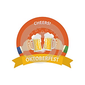 Oktoberfest beer festival flat illustration badge.