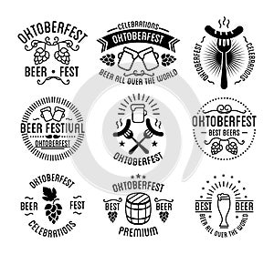 Oktoberfest beer festival lettering typography set