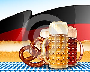 Oktoberfest Beer Glass Lager Foam Flag Germany Background