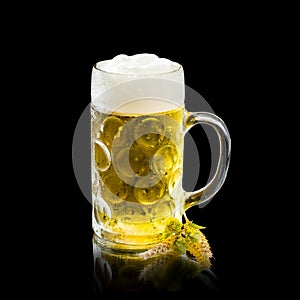 Oktoberfest beer mug with wheat, hops