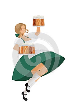 Oktoberfest beergirl carrying a beer steins