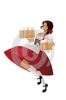 Oktoberfest beergirl carrying a beer steins