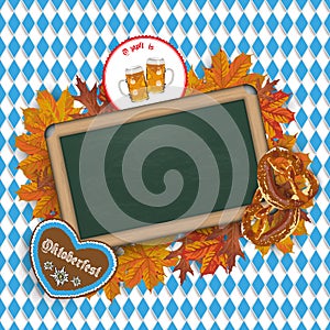 Oktoberfest Blackboard Foliage Pretzel Beer Emblem