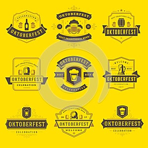 Oktoberfest celebration beer festival labels, badges and logos set