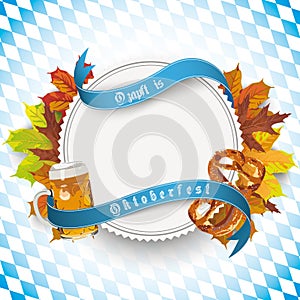 Oktoberfest Cover Bavarian Emblem Foliage Beer