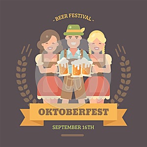 Oktoberfest flat illustration banner