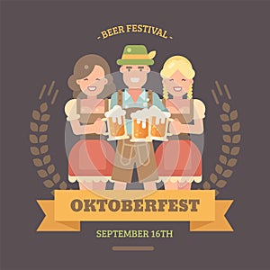 Oktoberfest flat illustration banner photo