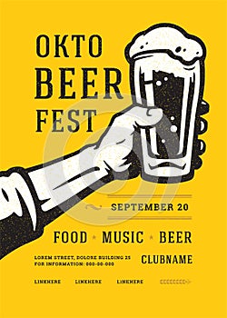 Oktoberfest flyer or poster retro typography template design beer festival celebration vector illustration