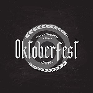 Oktoberfest fraktur font gothic lettering on chalkboard bacground. Traditional Bavarian beer festival. Easy to edit vector