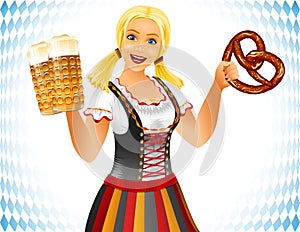Oktoberfest Girl Salted Soft Pretzel Brezel Beer Glass Germany Holiday