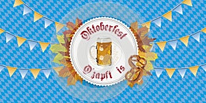 Oktoberfest Label Foliage Bavarian Pattern Garlands