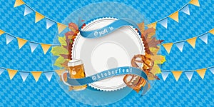 Oktoberfest Label Foliage Bavarian Pattern Garlands