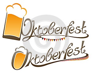 Oktoberfest Lettering Sign Word Glass Beer Title