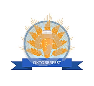 Oktoberfest Logo with Pilsner Glass of Beer on Ear