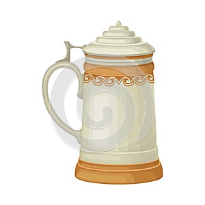 Oktoberfest Mug or German Stein with Lid Vector Illustration