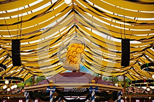 Oktoberfest, Munich, Germany, yellow tent roof background