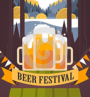 Oktoberfest party celebration concept lettering greeting card or flyer beer festival banner or poster