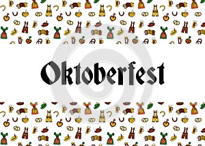 Oktoberfest party poster design template. Vector illustration. Beer festival party poster. Traditional German Lederhosen