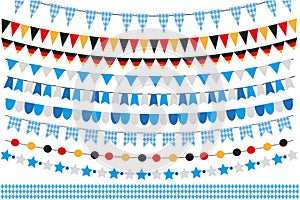 Oktoberfest set of flags, bunting, garland. October fest in germany collection of design elements. on white