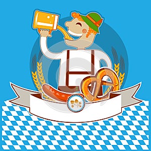 Oktoberfest symbol kabel with man and beer.Vector