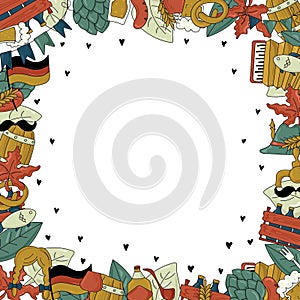 Oktoberfest. Traditional bavarian festival. Square frame for greeting card, invitation, banner, poster, pack, sticker