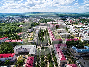 Oktyabrsky city, aerial view. Bashkortostan