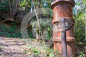 Okuji-Toge Pass on Kumano Kodo Nakahechi Route in Nachikatsuura, Wakayama, Japan. It is part of