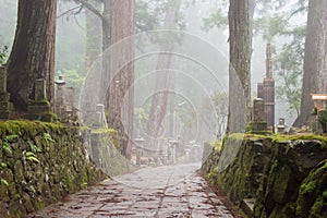 Okunoin Cemetery in Koya, Wakayama, Japan. Mount Koya is UNESCO World Heritage Site- Sacred Sites