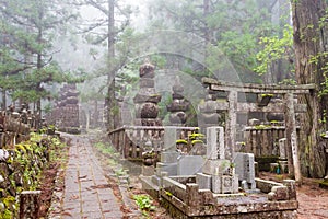 Okunoin Cemetery in Koya, Wakayama, Japan. Mount Koya is UNESCO World Heritage Site- Sacred Sites