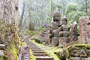 Okunoin Cemetery in Koya, Wakayama, Japan. Mount Koya is UNESCO World Heritage Site- Sacred Sites