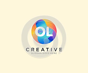 OL initial logo With Colorful Circle template vector