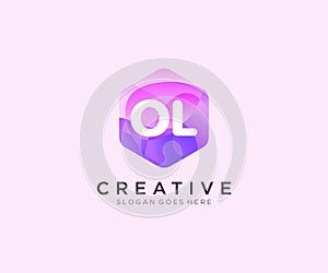 OL initial logo With Colorful Hexagon Modern Business Alphabet Logo template vector