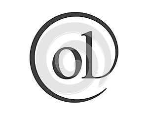 OL logo from two letter with circle shape email sign style. O and L round logotype of business company