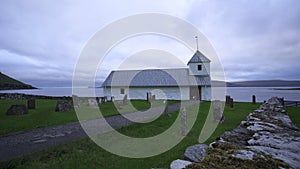Olaf church sliding camera in Faroe Islands