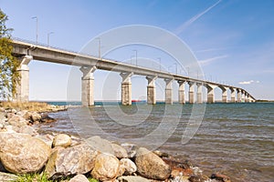 Oland Bridge crossing the Kalmar Strait between the city of Kalmar and the island of Oland
