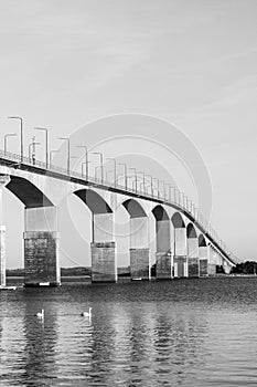 The Oland Bridge in Sweden in BW