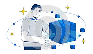 OLAP data cube analysis 2D illustration concept