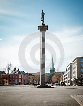 Olav Tryggvason statue in the center of Trondheim