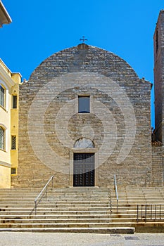 Olbia, Italy - XVIII century St. Paul Apostle Church - Chiesa di San Paolo Apostolo - at the Via Cagliari street in the historic