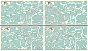 Olbia, Modena, Naples and Monza Italy City Maps Set in Retro Style