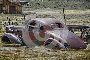 Old 1937 Chevrolet at the abandoned mine city of Bodie, California