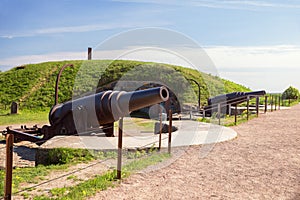 Old 19th century cannons in the fortress of Suomenlinna