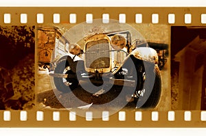 Old 35mm frame photo with car