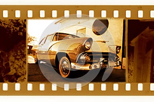 Old 35mm frame with USA retro car