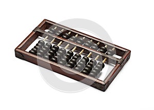 Old abacus ancient classic close up on white background