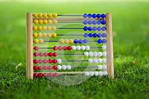 Old Abacus on gras. Learn to count