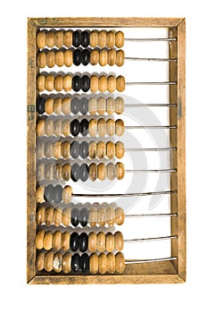 Old abacus isolated on white