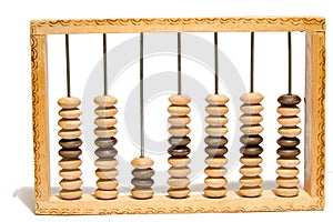 Old abacus on white isolated background